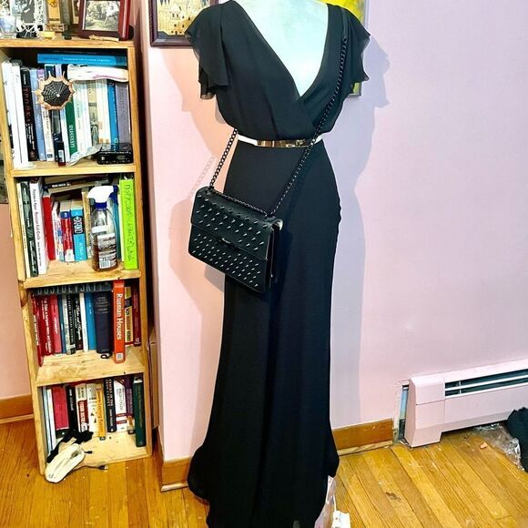💥Host Pick!💥 NWT Erin by Erin Fetherston Black Contessa Chiffon Gown - Picture 2 of 10